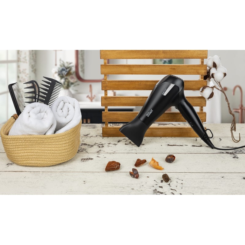 Uscator de par Zilan ZLN9396, 2000W, 2 trepte de viteza, 2 trepte de temperatura, cu aer cald si rece, Negru