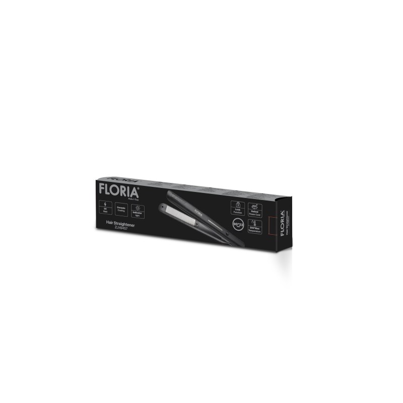 Placa Floria ZLN9457 pentru indreptat parul, temperatura maxima de 200 grade, 30W, Negru