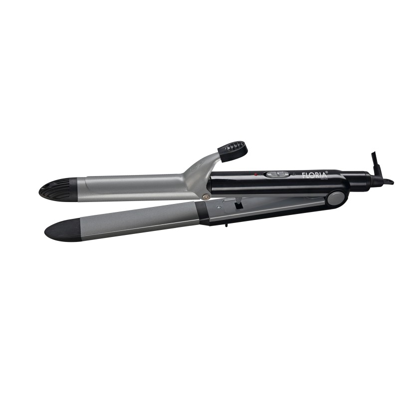 Placa 2 in 1 Floria ZLN9426 pentru indreptat si ondulat parul, temperatura maxima de 200 grade, 43W, Negru
