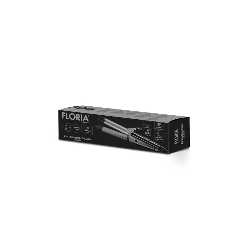 Placa 2 in 1 Floria ZLN9426 pentru indreptat si ondulat parul, temperatura maxima de 200 grade, 43W, Negru