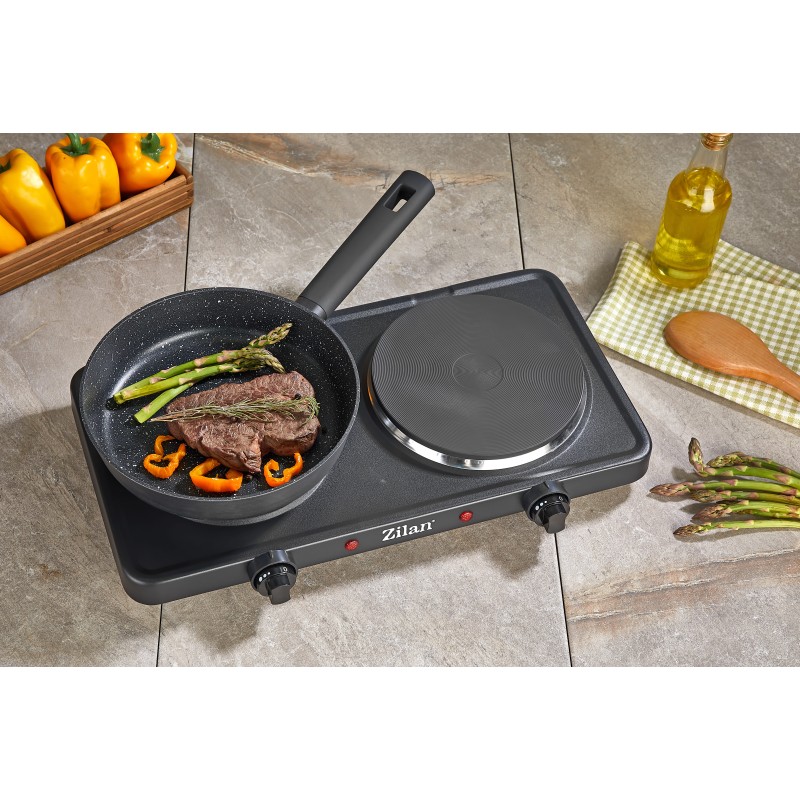 Plita electrica Dubla Zilan ZLN-2181 Negru, 2500W, termostat reglabil, protectie impotriva supraincalzirii