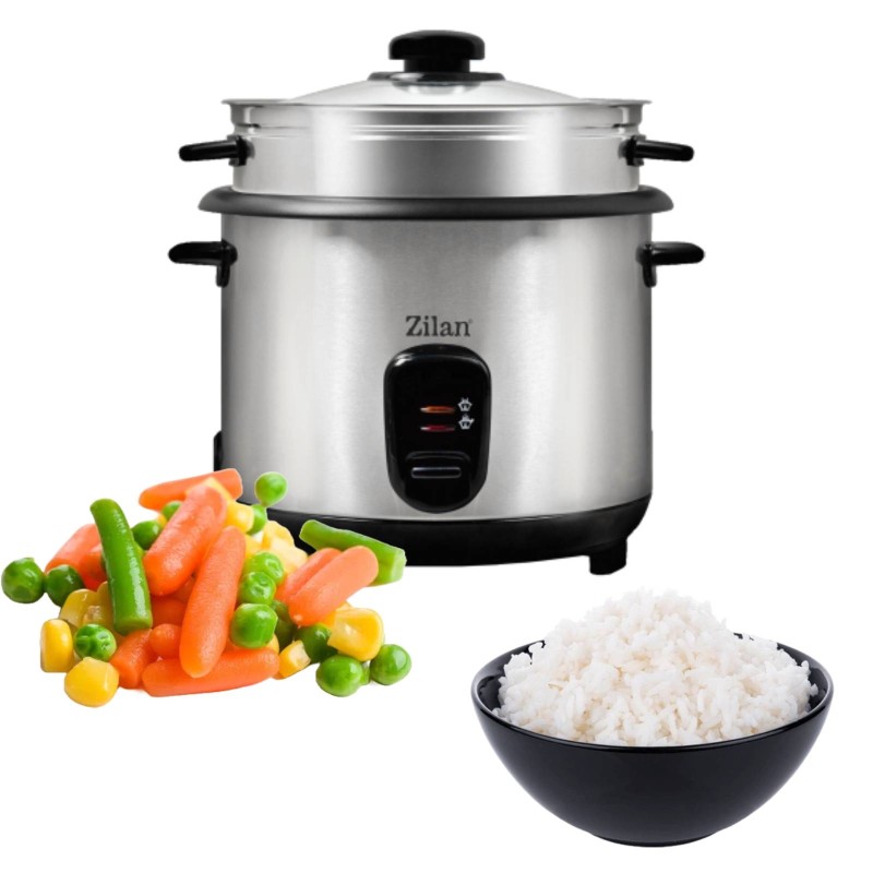 Aparat de gatit Zilan ZLN9570 2 in 1 pentru gatit orez si alimente la abur, capacitate 1.5L, 500W, sistem anti-alunecare