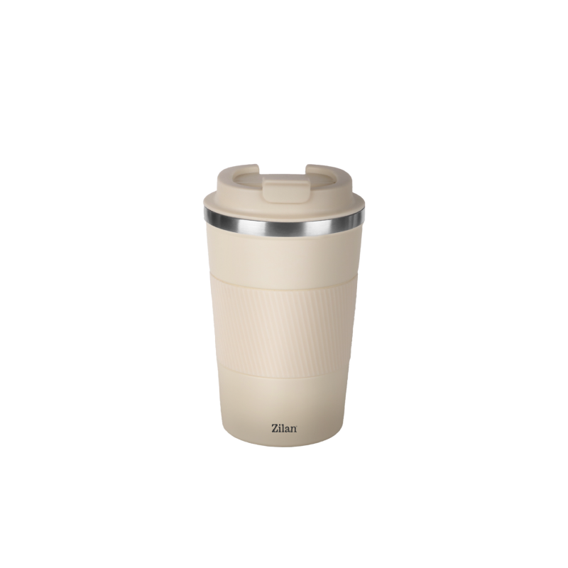 Cana de cafea Zilan ZLN9877 termos, capacitate 380ml, interior din inox, pereti dublii, crem