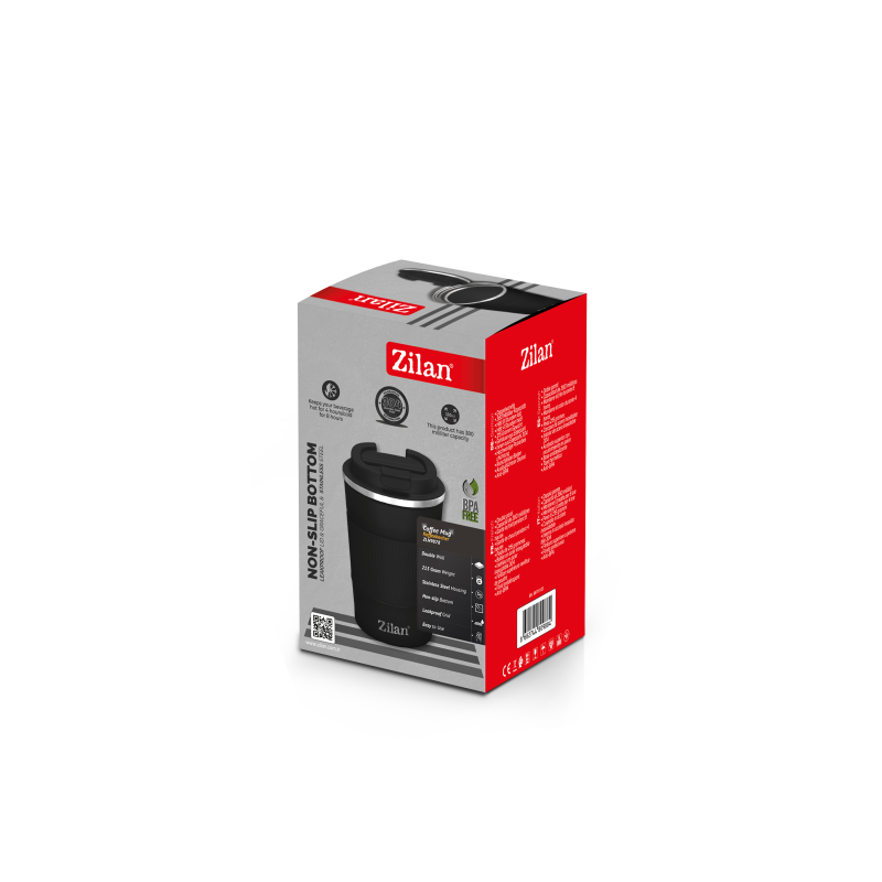 Cana de cafea Zilan ZLN9878 termos, capacitate 380ml, interior din inox, pereti dublii, negru