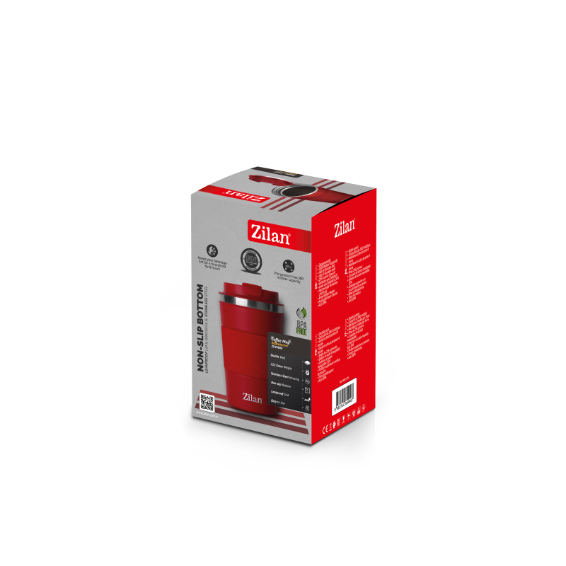 Cana de cafea Zilan ZLN9880 termos, capacitate 380ml, interior din inox, pereti dublii, rosu