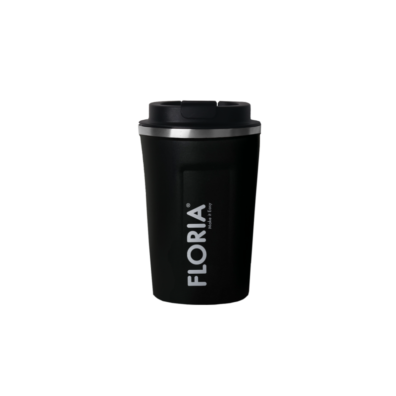 Cana de cafea Floria ZLN9969 tip termos, capacitate 380ml, interior din inox, pereti dublii, negru