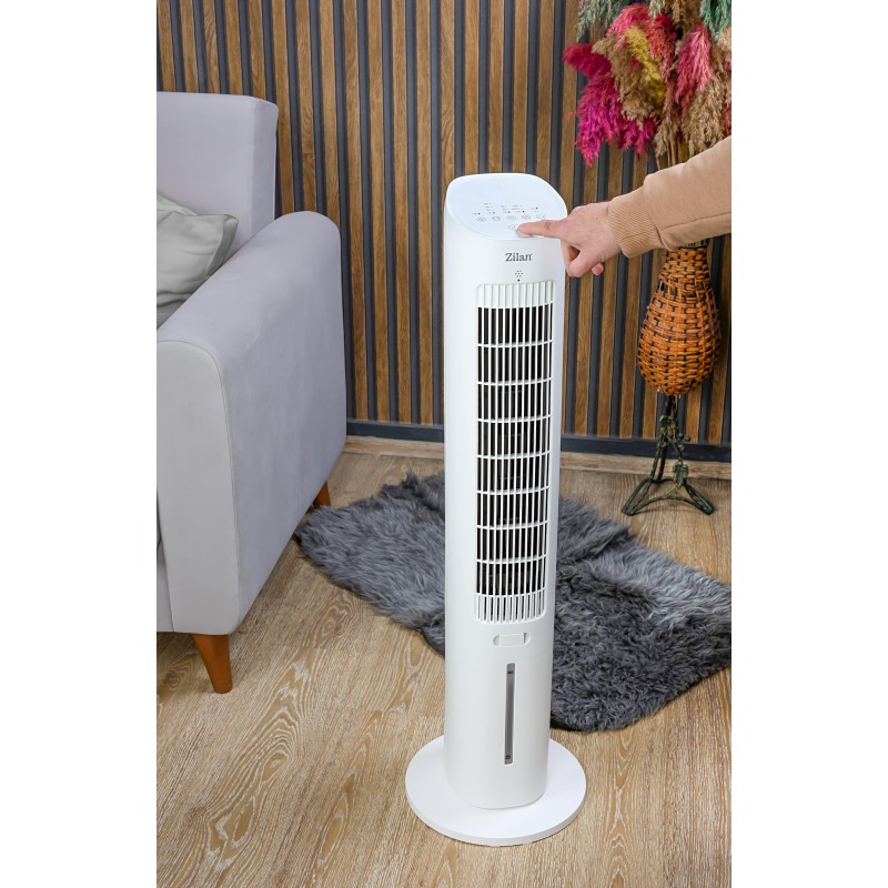 Ventilator Zilan ZLN1030 tip turn, capacitate 3L apa, control prin Touch, 3 trepte de viteza, Timer 12h