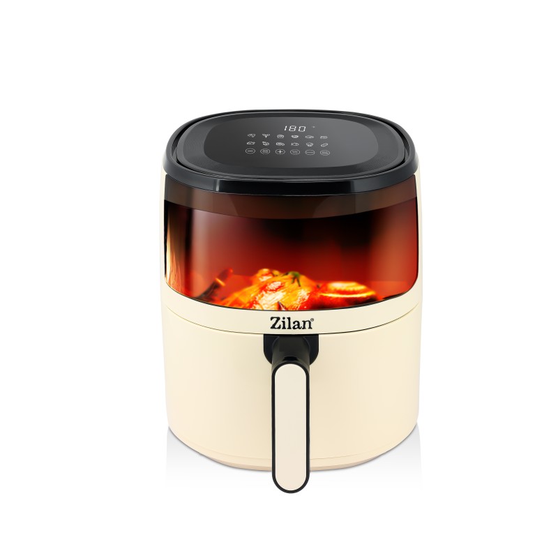 Friteuza Zilan ZLN9984 tip air fryer, 1500W, capacitate 5L, temperatura maxima 200 grade, Crem