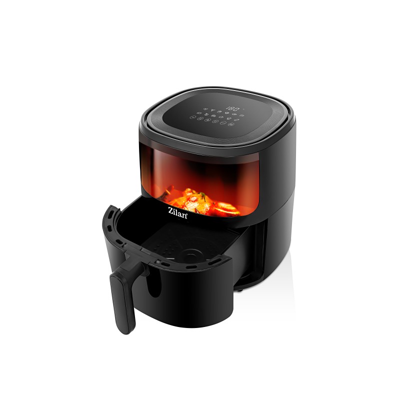 Friteuza Zilan ZLN9983 tip air fryer, 1500W, capacitate 5L, temperatura maxima 200 grade, Negru