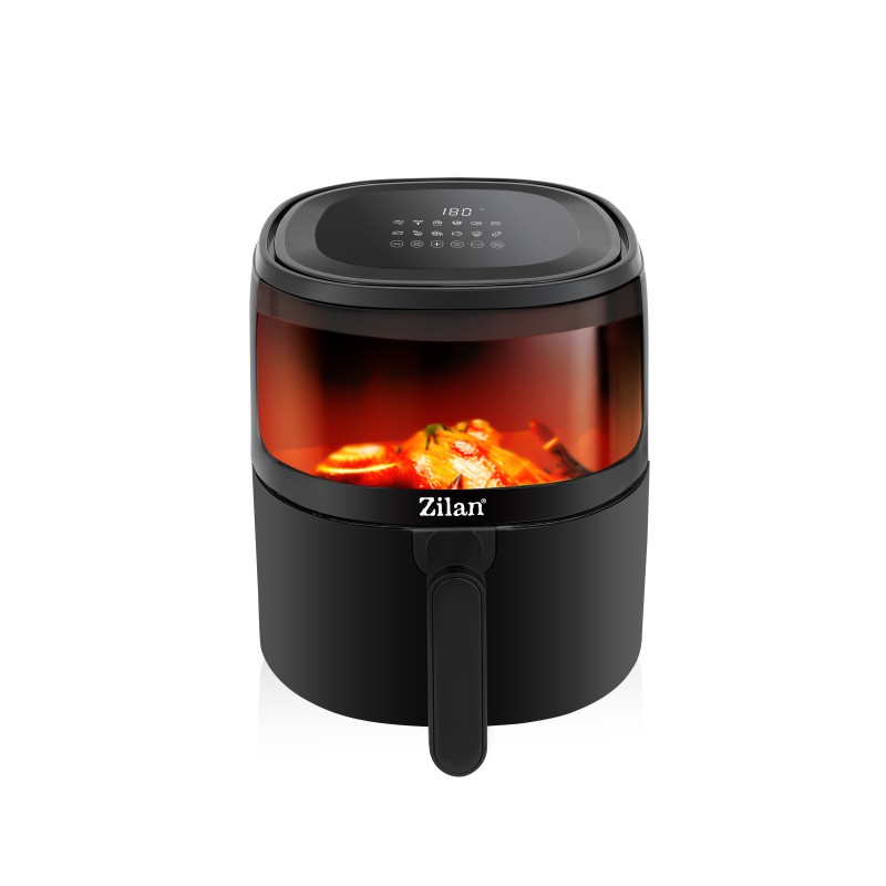 Friteuza Zilan ZLN9983 tip air fryer, 1500W, capacitate 5L, temperatura maxima 200 grade, Negru