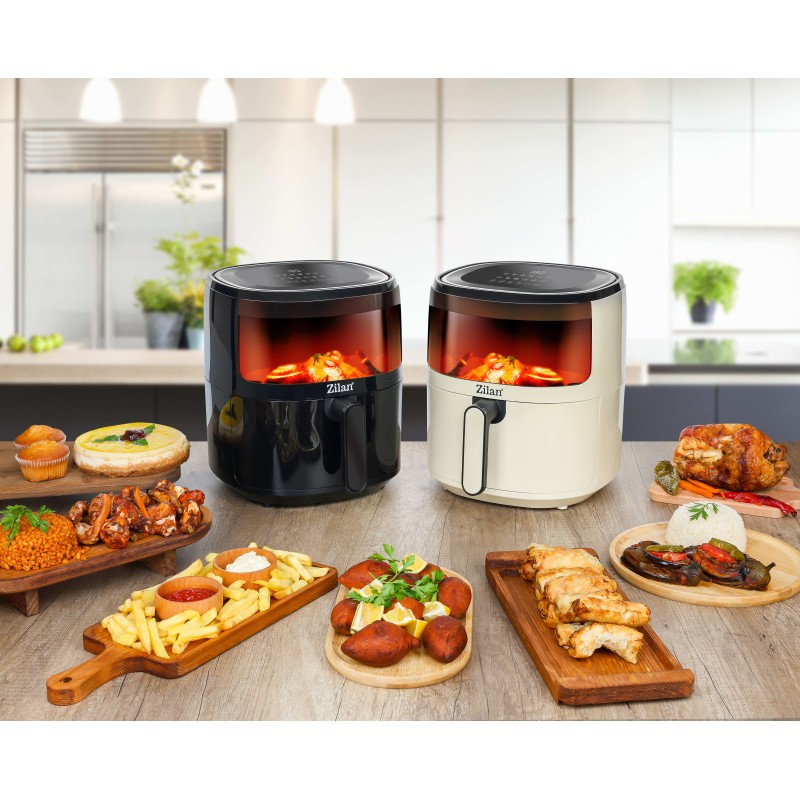 Friteuza Zilan ZLN9983 tip air fryer, 1500W, capacitate 5L, temperatura maxima 200 grade, Negru