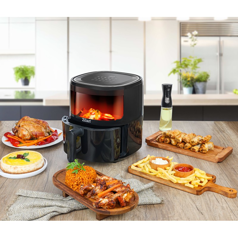 Friteuza Zilan ZLN9983 tip air fryer, 1500W, capacitate 5L, temperatura maxima 200 grade, Negru