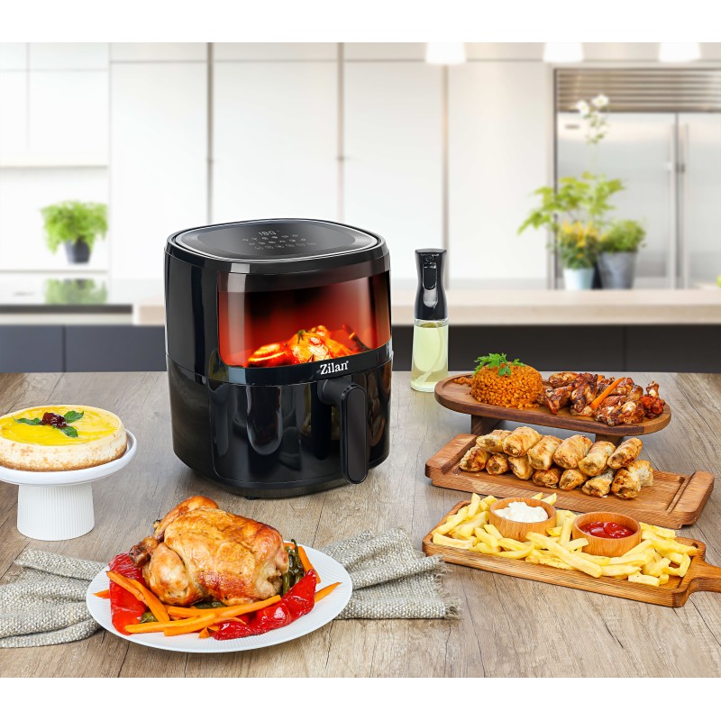 Friteuza Zilan ZLN9983 tip air fryer, 1500W, capacitate 5L, temperatura maxima 200 grade, Negru