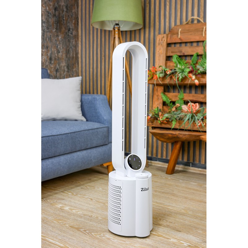 Ventilator turn Zilan ZLN1117 fara palete, Functie umidificare, Timer, Oscilatie, 3 trepte de viteza, 3 moduri presetate, 40 W