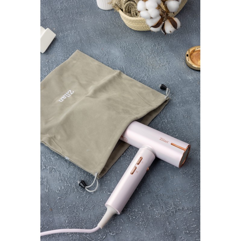 Uscator de par Zilan ZLN9181, tehnologie IQ, 3 trepte de viteza si temperatura, Functie ionica, 1800W