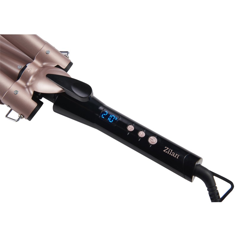 Ondulator de par Zilan ZLN9198 cu 3 elementi, 5 trepte de temperatura, Display LED, 128W