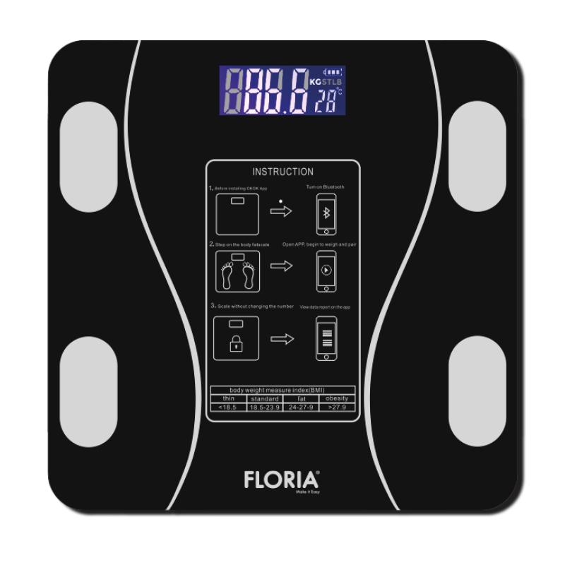 Cantar corporal Zilan ZLN8962 din sticla securizata, capacitate 3-180kg, Aplicatie OKOK, Display LCD