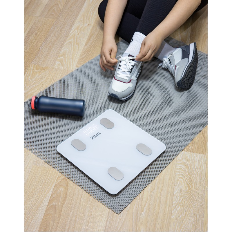 Cantar corporal Zilan ZLN8979 din sticla securizata, capacitate 3-180kg, Aplicatie OKOK, Display LCD