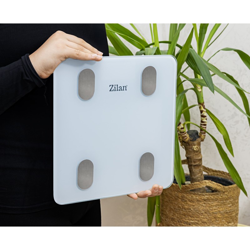 Cantar corporal Zilan ZLN8979 din sticla securizata, capacitate 3-180kg, Aplicatie OKOK, Display LCD
