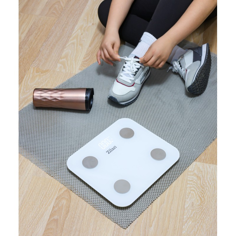 Cantar corporal Zilan ZLN9006 din sticla securizata, capacitate 3-180kg, Aplicatie OKOK, Display LED