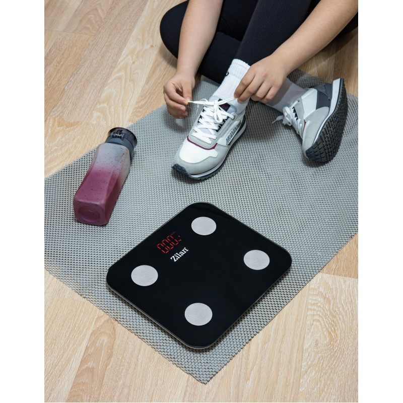 Cantar corporal Zilan ZLN9007 din sticla securizata, capacitate 3-180kg, Aplicatie OKOK, Display LED