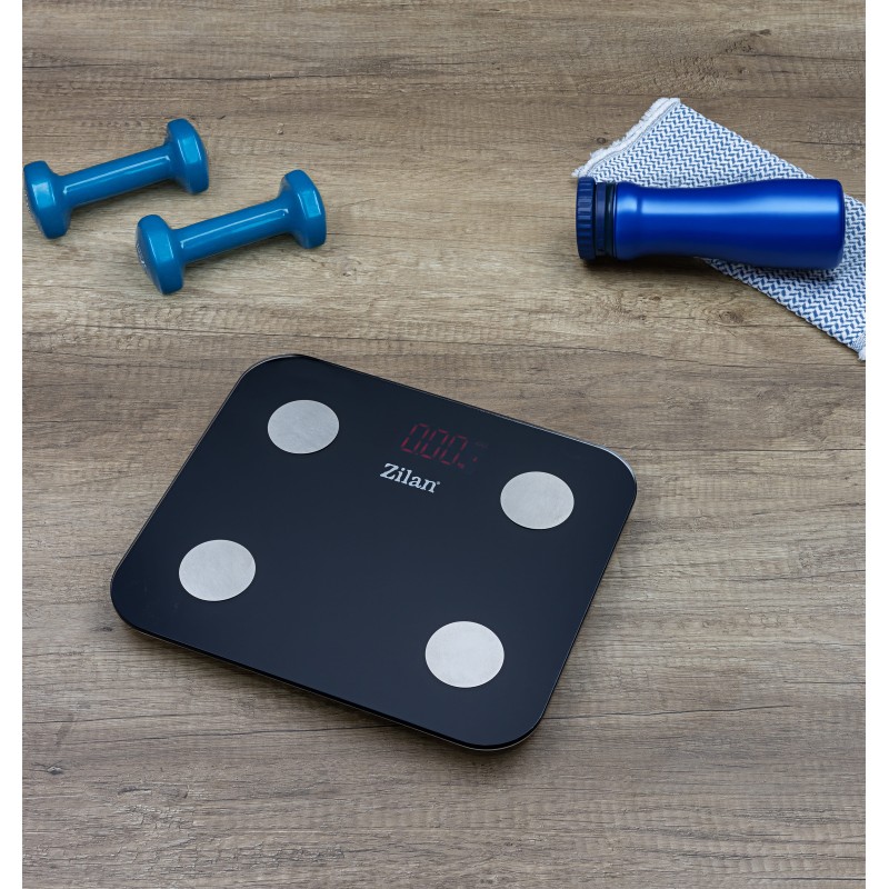 Cantar corporal Zilan ZLN9007 din sticla securizata, capacitate 3-180kg, Aplicatie OKOK, Display LED