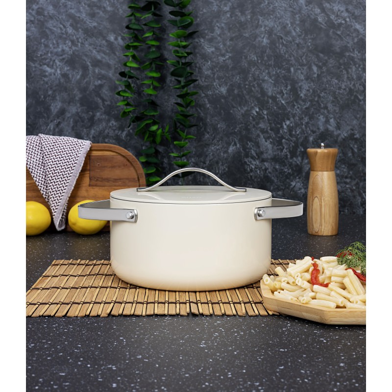 Oala Zilan ZLN0866 din 5 straturi de material, 20 cm diametru, capacitate 2.7l, Otel inoxidabil, Manere nituite