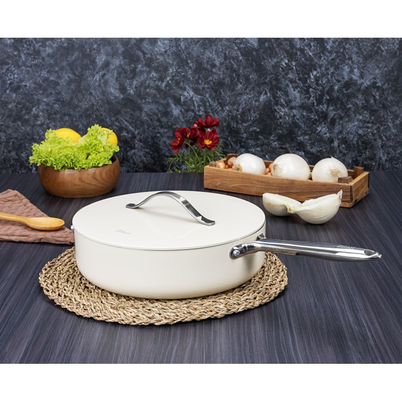 Tigaie inalta cu capac Zilan ZLN0880 din 5 straturi de material, maner inox, 28 cm