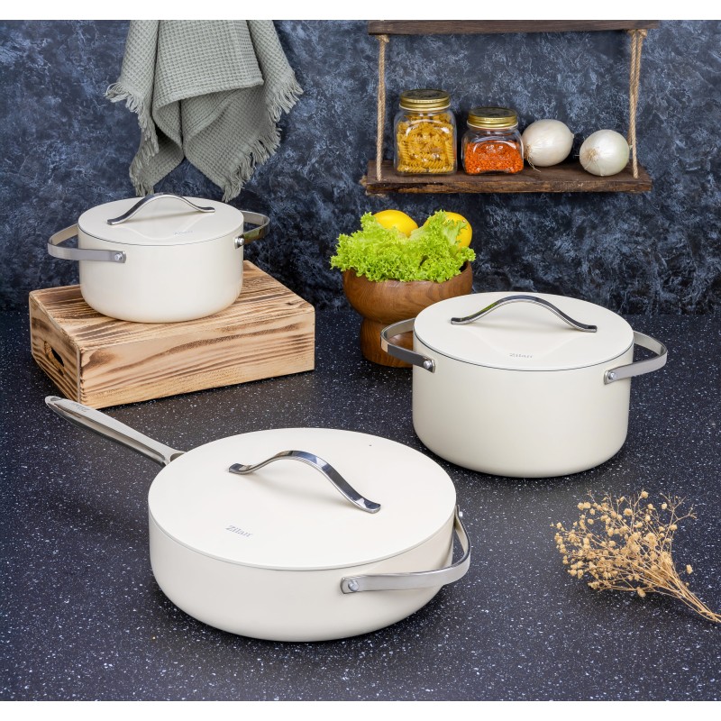 Oala Zilan ZLN0873 din 5 straturi de material, 24 cm diametru, capacitate 5.2l, manere nituite din otel inoxidabil