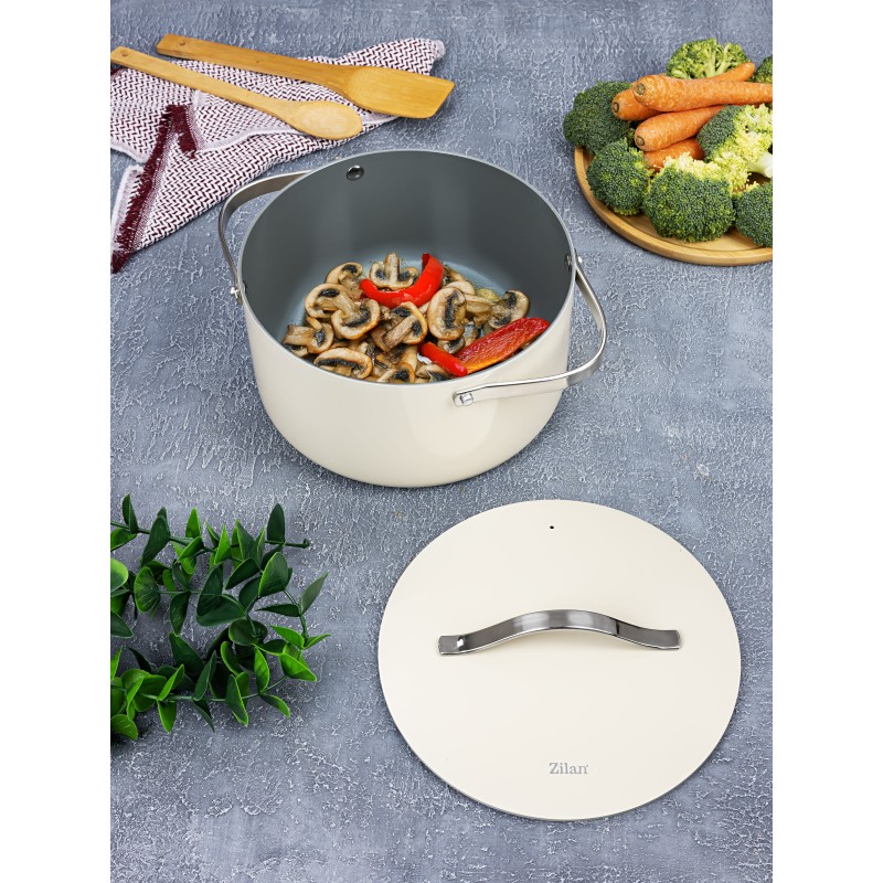 Oala Zilan ZLN0873 din 5 straturi de material, 24 cm diametru, capacitate 5.2l, manere nituite din otel inoxidabil