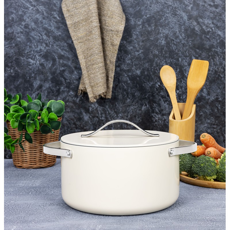 Oala Zilan ZLN0873 din 5 straturi de material, 24 cm diametru, capacitate 5.2l, manere nituite din otel inoxidabil