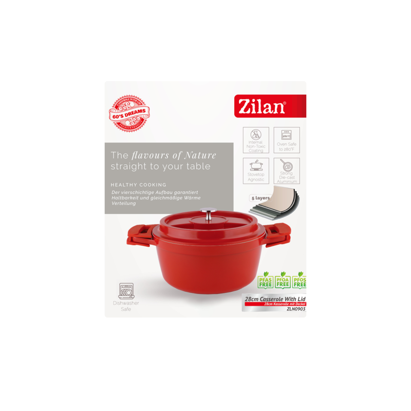 Oala RETRO Zilan ZLN0903 din 5 straturi de material, 28 cm diametru, Capacitate 6.3L