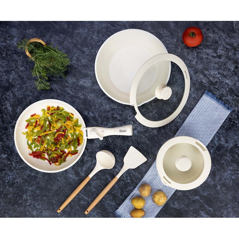 Set vase de gatit Zilan ZLN0965 din 8 piese, 5 straturi de material, compatibil cuptor