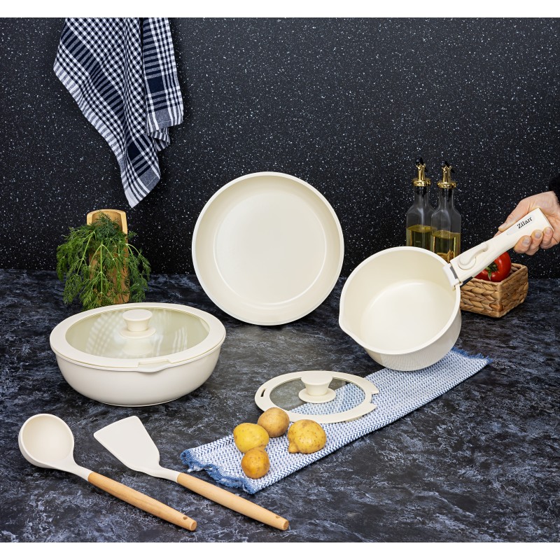 Set vase de gatit Zilan ZLN0965 din 8 piese, 5 straturi de material, compatibil cuptor