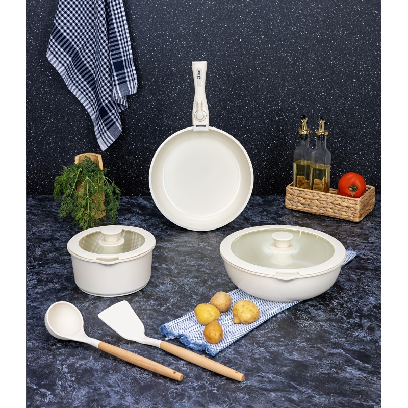 Set vase de gatit Zilan ZLN0965 din 8 piese, 5 straturi de material, compatibil cuptor