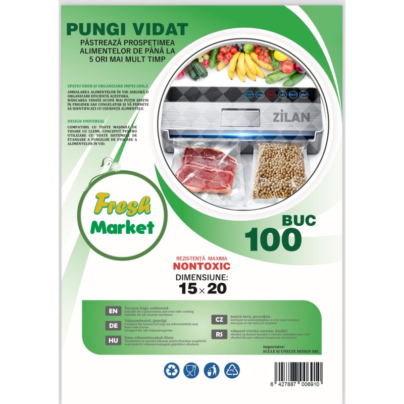 Set 100 pungi de vidat Gofrate 15x20 cm ZTS8476