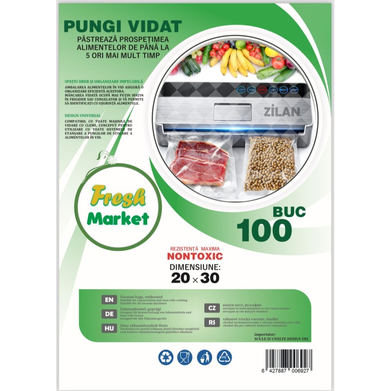 Set 100 pungi de vidat Gofrate 20x30 cm ZTS8477