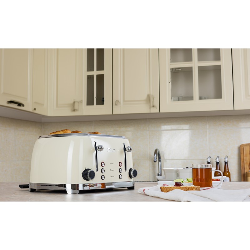 Prajitor de paine Retro Zilan ZLN1214, 4 felii de paine, 1500W, 6 trepte, dezghetare, reincalzire, picioruse antiderapante