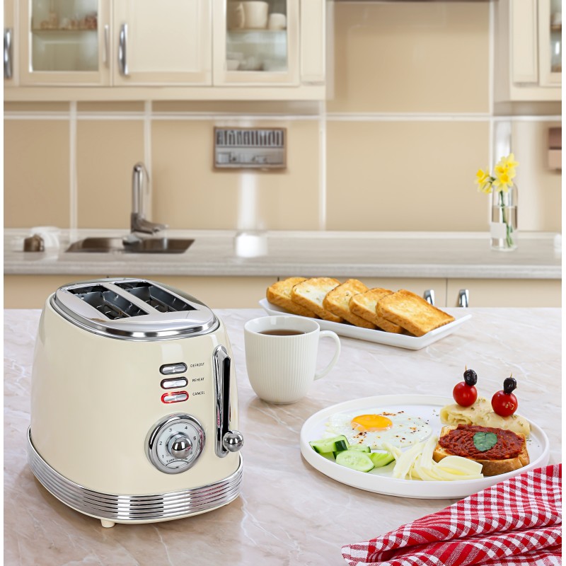 Prajitor de paine Retro Zilan ZLN1191, 2 felii de paine, 850W, 6 trepte de temperatura si timer, dezghetare, reincalzire, picioruse antiderapante