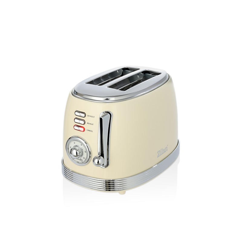 Prajitor de paine Retro Zilan ZLN1191, 2 felii de paine, 850W, 6 trepte de temperatura si timer, dezghetare, reincalzire, picioruse antiderapante