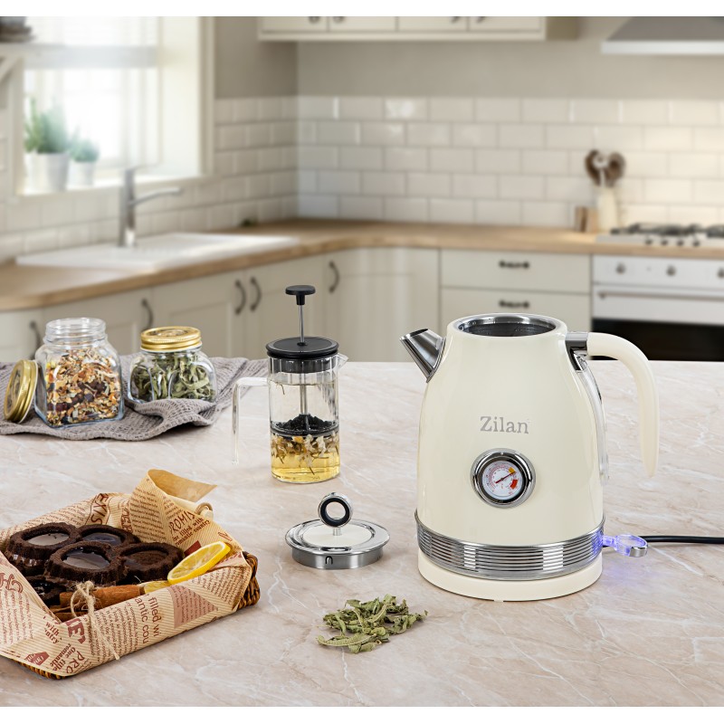 Fierbator Retro Zilan ZLN1184, 2200W, 1.7L, baza detasabila 360°, indicator luminos, protectie fierbere uscata, ON/OFF automat sau manual