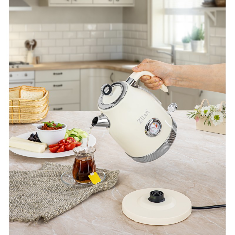 Fierbator Retro Zilan ZLN1184, 2200W, 1.7L, baza detasabila 360°, indicator luminos, protectie fierbere uscata, ON/OFF automat sau manual