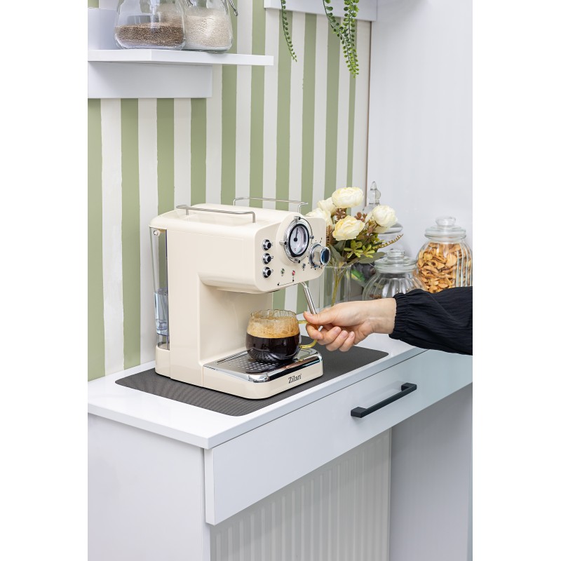Espressor manual Zilan ZLN2992 Crem,15 Bar, 1.25 l, 1100W, Design Retro
