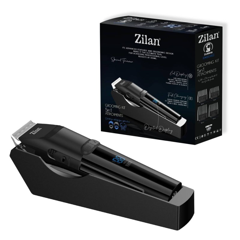 Aparat de tuns trimmer Zilan ZLN8818 Rhodos, afisaj LED, incarcare rapida, lama detasabila