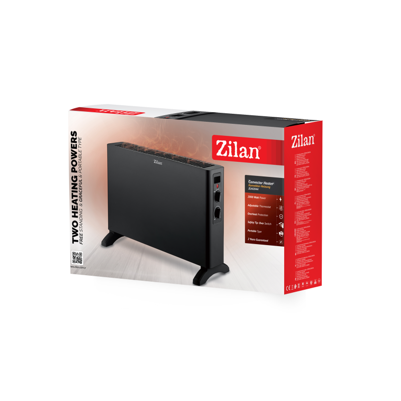 Convector electric Zilan ZLN2044, 2 trepte de viteza 1250W-2000W, termostat reglabil, protectie la supraincalzire