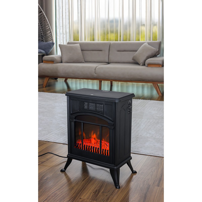 Semineu electric Zilan ZLN2051, 2 trepte de putere 1900W, element de incalzire PTC, afisaj realistic