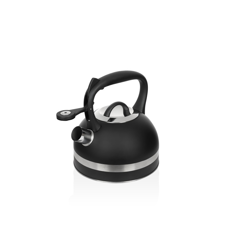 Ceainic din inox cu fluier Zilan ZLN1283, Culoare negru, Compatibil gaz, electric  inductie, Capacitate 3L