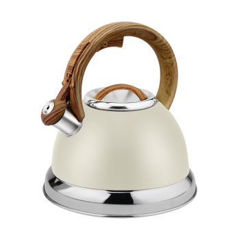 Ceainic Retro din inox cu fluier Zilan ZLN1290, Culoare crem, Compatibil gaz, electric  inductie, Capacitate 3.5L