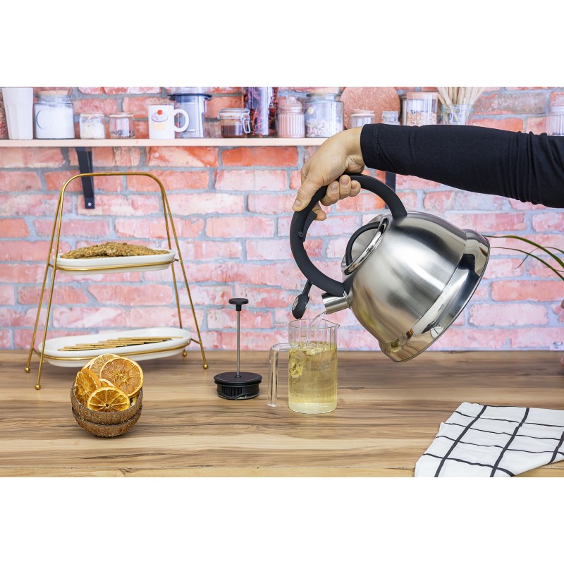 Ceainic cu fluier Zilan ZLN1306 din otel inoxidabil, Compatibil gaz, electric  inductie, Capacitate 3.5L