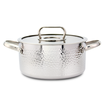 Cratita din inox Zilan ZLN1313, 2.5L, Diametru 20 cm, Manere nituite, Compatibil gaz, inductie  electric, Compatibil masina de spalat vase